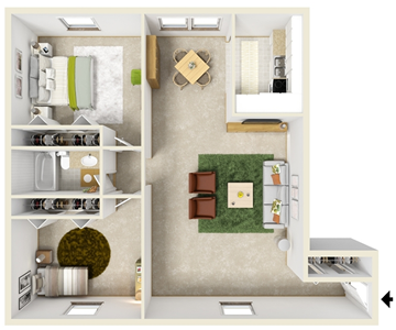 Two Bedroom A / One Bath - 990 Sq. Ft.* Two Bedroom A / One Bath - 990 Sq. Ft.*