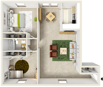 Two Bedroom C / One Bath - 1,150 Sq. Ft.* Two Bedroom C / One Bath - 1,150 Sq. Ft.*