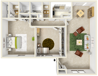 Two Bedroom I / Two Bath - 1,400 Sq. Ft.* Two Bedroom I / Two Bath - 1,400 Sq. Ft.*