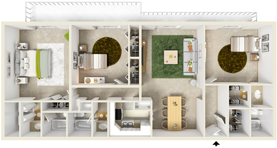 Three Bedroom C / Three Bath - 1,600 Sq. Ft.* Three Bedroom C / Three Bath - 1,600 Sq. Ft.*