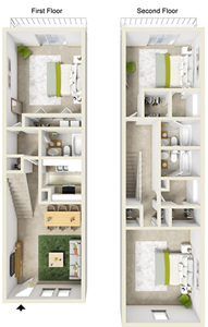 Three Bedroom D / Three Bath - 1,850 Sq. Ft.* Three Bedroom D / Three Bath - 1,850 Sq. Ft.*