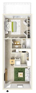 One Bedroom A / One Bath - 640 Sq. Ft.*