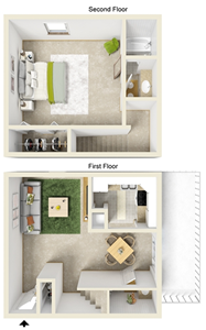 One Bedroom D / One Bath - 880 Sq. Ft.*