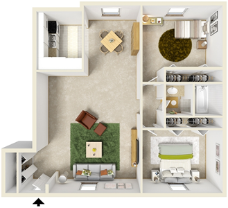 Two Bedroom E / One Bath - 1,160 Sq. Ft.*