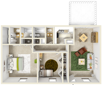 Two Bedroom F / Two Bath - 1,200 Sq. Ft.*