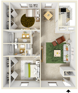 Two Bedroom G / Two Bath - 1,240 Sq. Ft.*