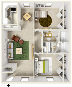 Two Bedroom H / Two Bath - 1,325 Sq. Ft.*